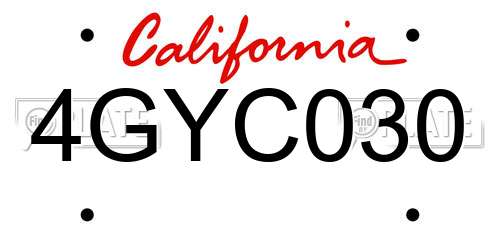 4GYC030 California License Plate