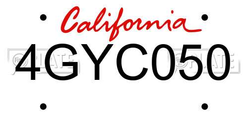 4GYC050 California License Plate