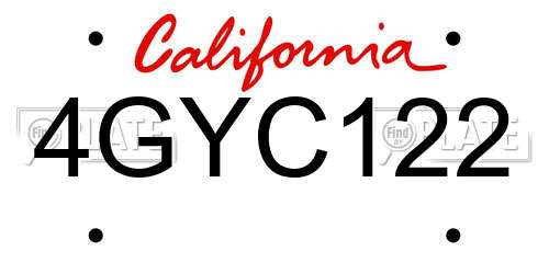 4GYC122 California License Plate