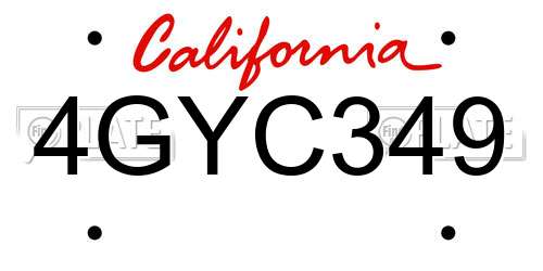 4GYC349 California License Plate