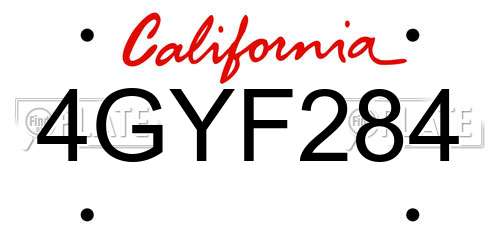 4GYF284 California License Plate