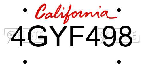 4GYF498 California License Plate