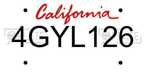 4GYL126 California License Plate