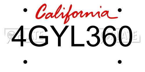 4GYL360 California License Plate
