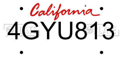 4GYU813 California License Plate