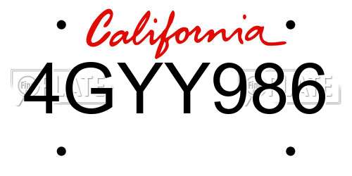 4GYY986 California License Plate