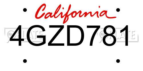 4GZD781 California License Plate