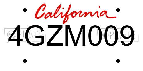 4GZM009 California License Plate