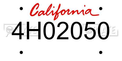 4H02050 California License Plate