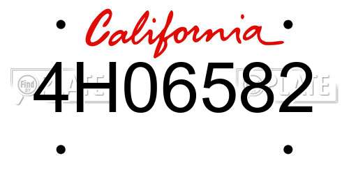 4H06582 California License Plate