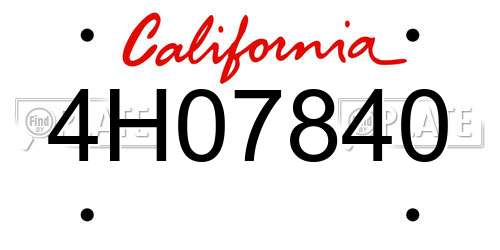 4H07840 California License Plate