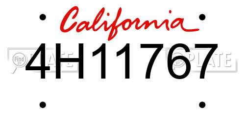 4H11767 California License Plate