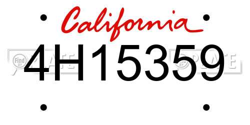 4H15359 California License Plate