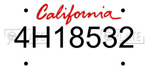 4H18532 California License Plate