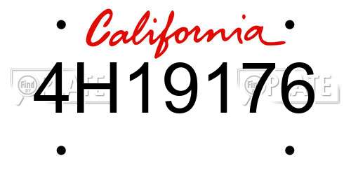 4H19176 California License Plate