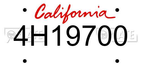 4H19700 California License Plate