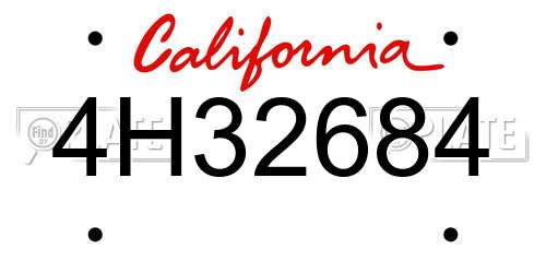 4H32684 California License Plate