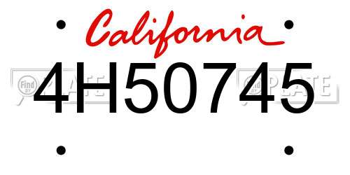4H50745 California License Plate