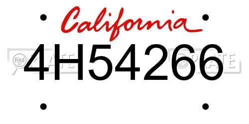 4H54266 California License Plate