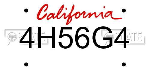 4H56G4 California License Plate