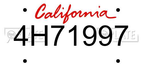 4H71997 California License Plate