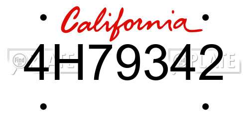 4H79342 California License Plate