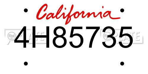 4H85735 California License Plate