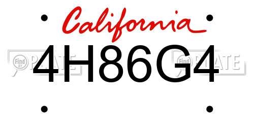 4H86G4 California License Plate