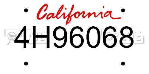 4H96068 California License Plate