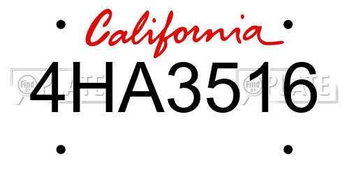 4HA3516 California License Plate
