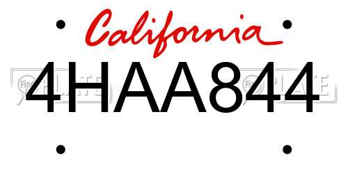 4HAA844 California License Plate