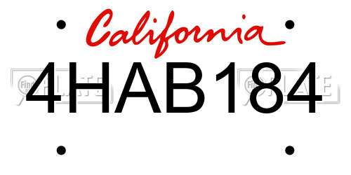 4HAB184 California License Plate