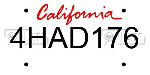 4HAD176 California License Plate