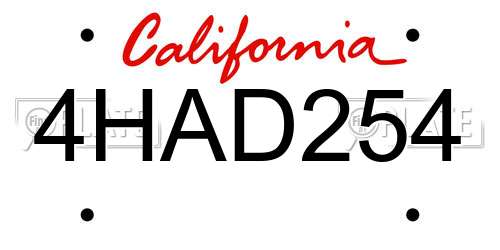 4HAD254 California License Plate