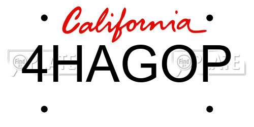 4HAGOP California License Plate