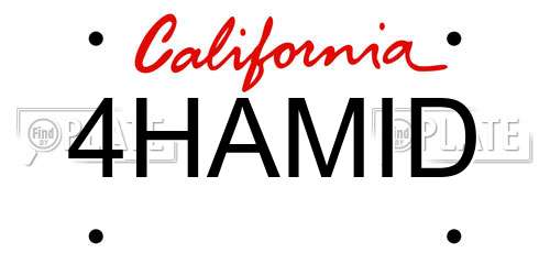 4HAMID California License Plate