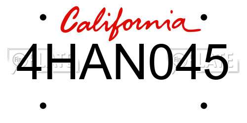 4HAN045 California License Plate