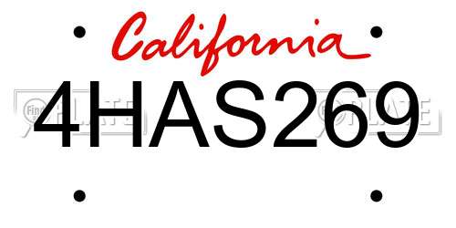 4HAS269 California License Plate