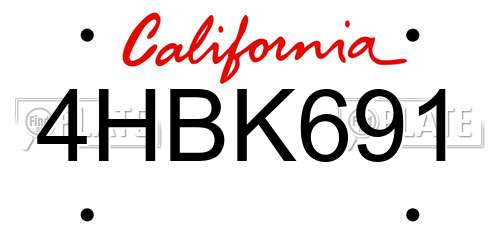 4HBK691 California License Plate