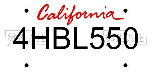 4HBL550 California License Plate