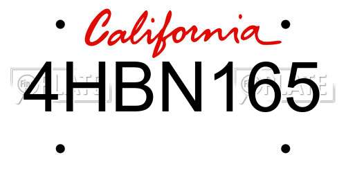 4HBN165 California License Plate