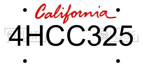 4HCC325 California License Plate