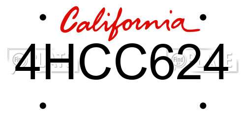 4HCC624 California License Plate