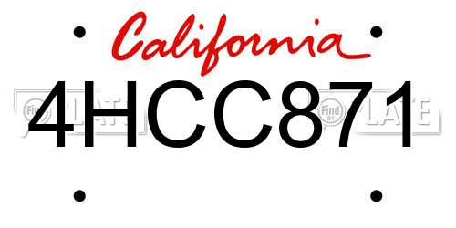 4HCC871 California License Plate