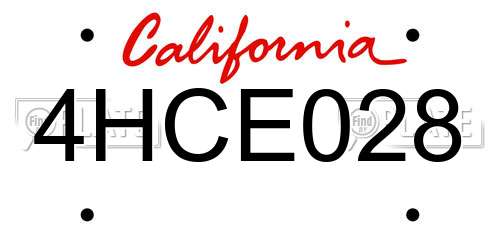 4HCE028 California License Plate