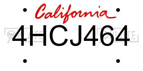4HCJ464 California License Plate