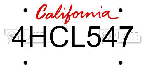 4HCL547 California License Plate