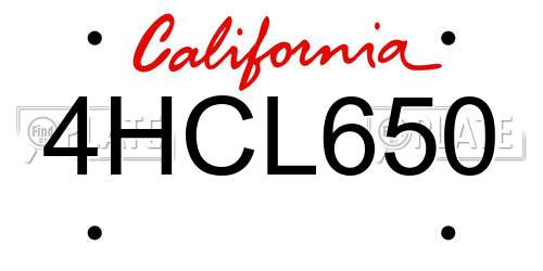 4HCL650 California License Plate