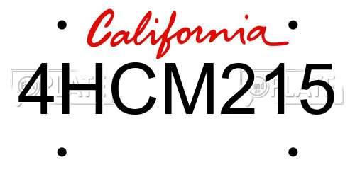 4HCM215 California License Plate