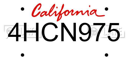 4HCN975 California License Plate